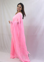 Charming Pink Chikankari Saree with Intricate Embroidery - Pure Cotton - Luxurion World