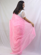 Charming Pink Chikankari Saree with Intricate Embroidery - Pure Cotton - Luxurion World