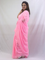 Charming Pink Chikankari Saree with Intricate Embroidery - Pure Cotton - Luxurion World