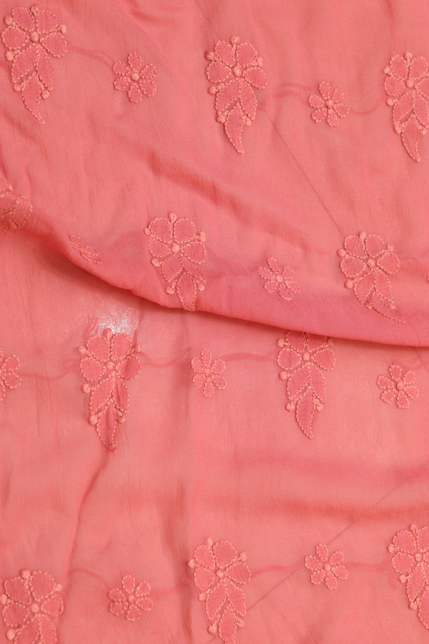 Pretty in Pink: Chikankari Hand Embroidered Georgette Saree - Luxurion World