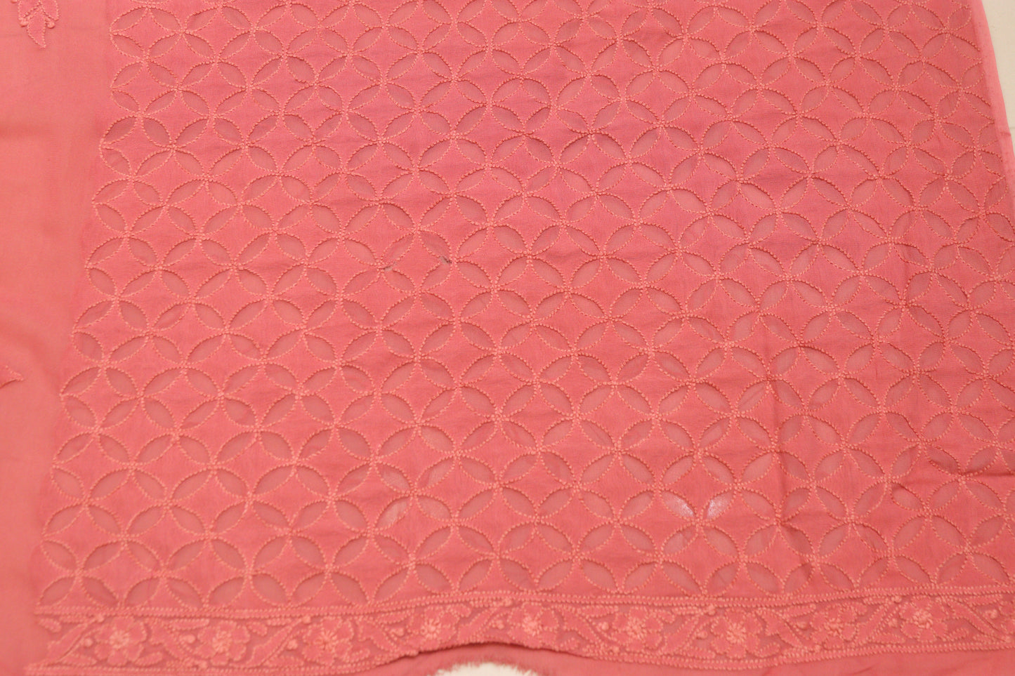 Pretty in Pink: Chikankari Hand Embroidered Georgette Saree - Luxurion World