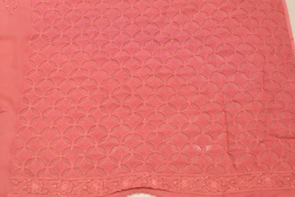Pretty in Pink: Chikankari Hand Embroidered Georgette Saree - Luxurion World