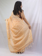 Stunning Orange Chikankari Kota Silk Saree with Embroidery - Luxurion World