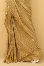 Pastel Embroidered Chikankari Georgette Sequins Work Saree - Luxurion World