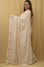 Dyeable Pure Georgette Hand Mukaishwork Saree - Luxurion World