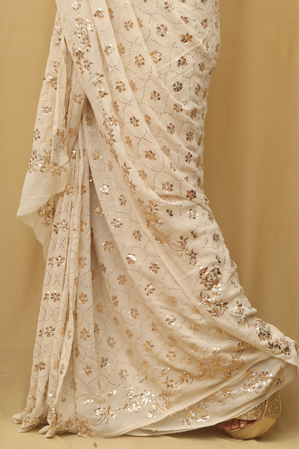 Dyeable Pure Georgette Hand Mukaishwork Saree - Luxurion World