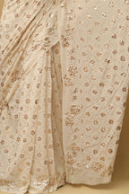 Dyeable Pure Georgette Hand Mukaishwork Saree - Luxurion World