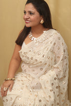 Dyeable Pure Georgette Hand Mukaishwork Saree - Luxurion World