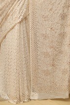 Customizable Chikankari Georgette Saree with Mukaishwork - Luxurion World