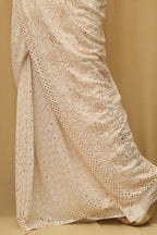 Customizable Chikankari Georgette Saree with Mukaishwork - Luxurion World
