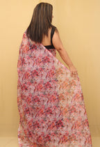 Multicolor Digital Print Floral Organza Saree - Luxurion World