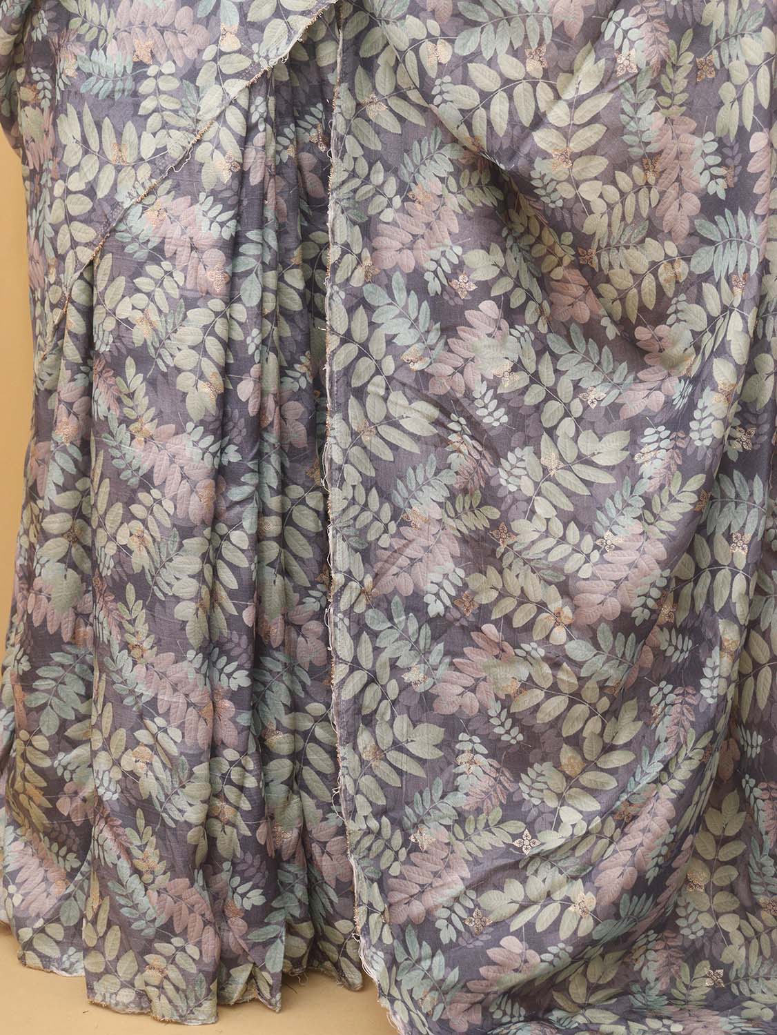 Blue Digital Printed Dola Silk Saree - Luxurion World