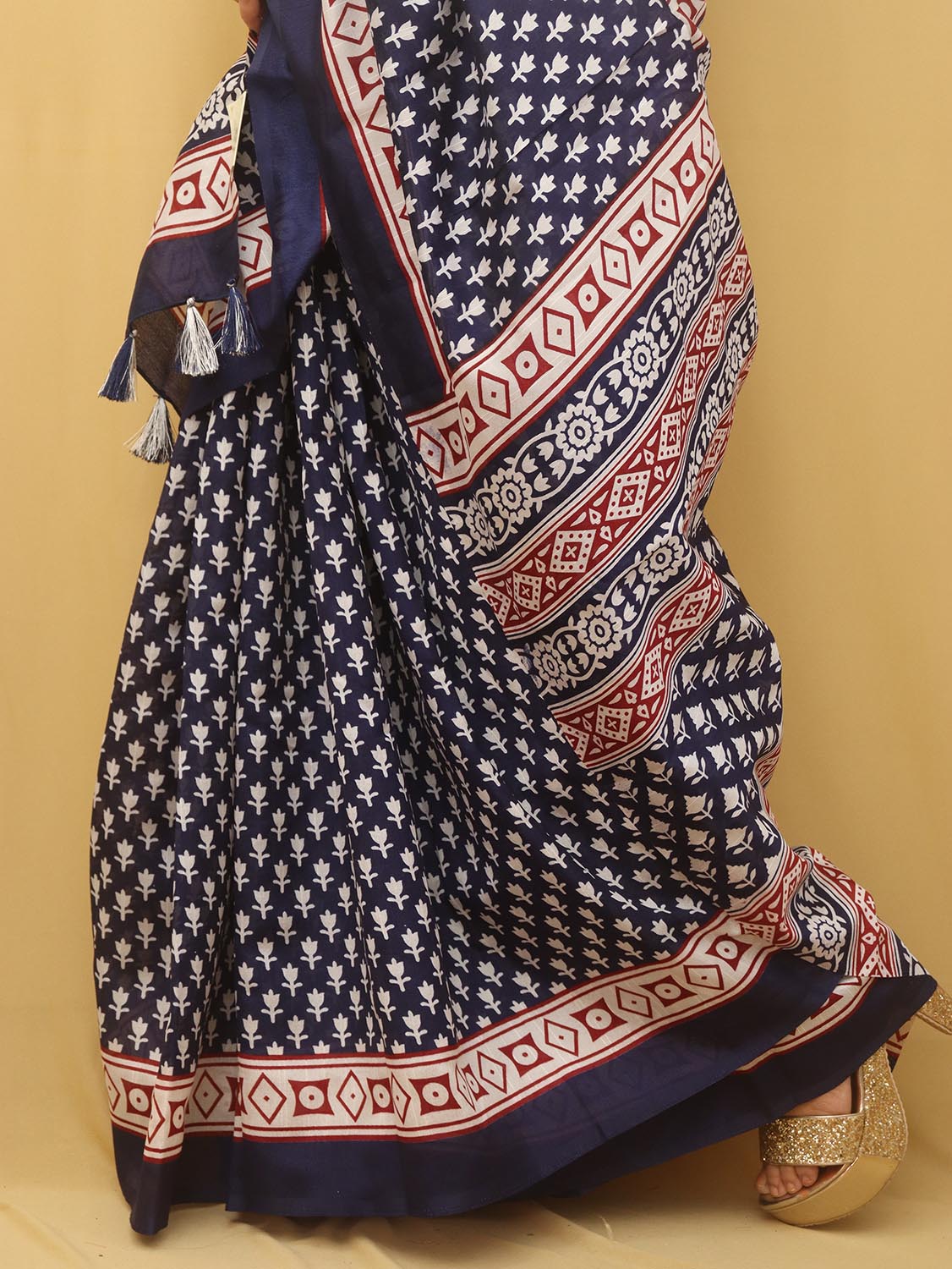 Blue Digital Printed Silk Saree - Luxurion World