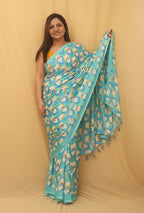 Green Digital Printed Silk Saree - Luxurion World