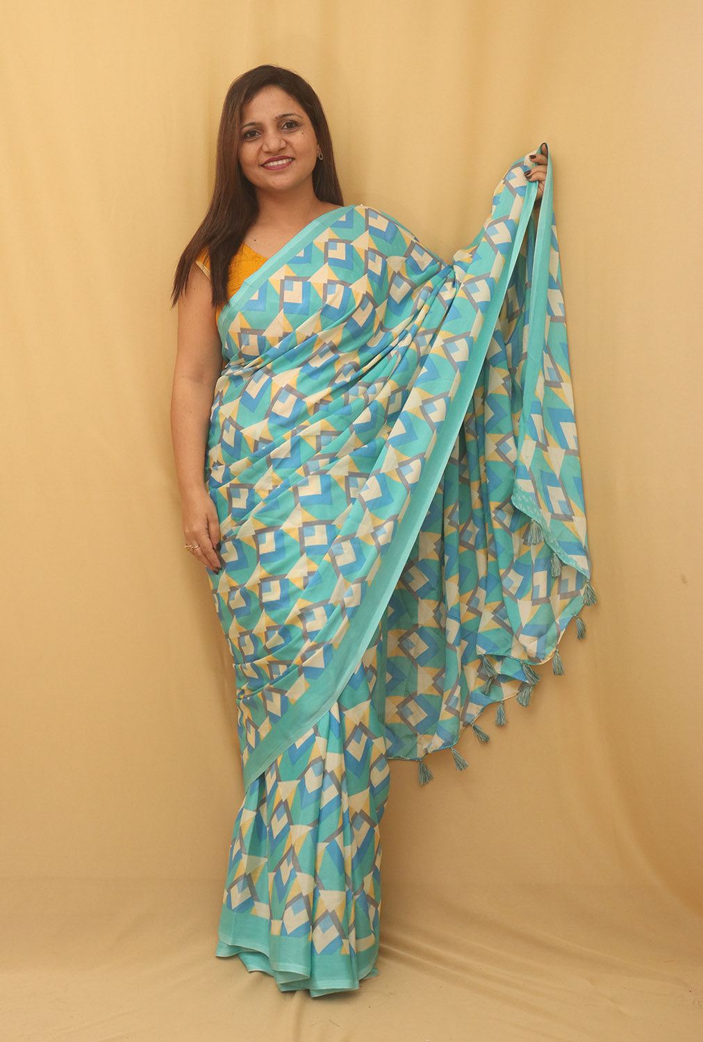 Green Digital Printed Silk Saree - Luxurion World
