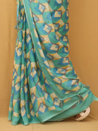 Green Digital Printed Silk Saree - Luxurion World