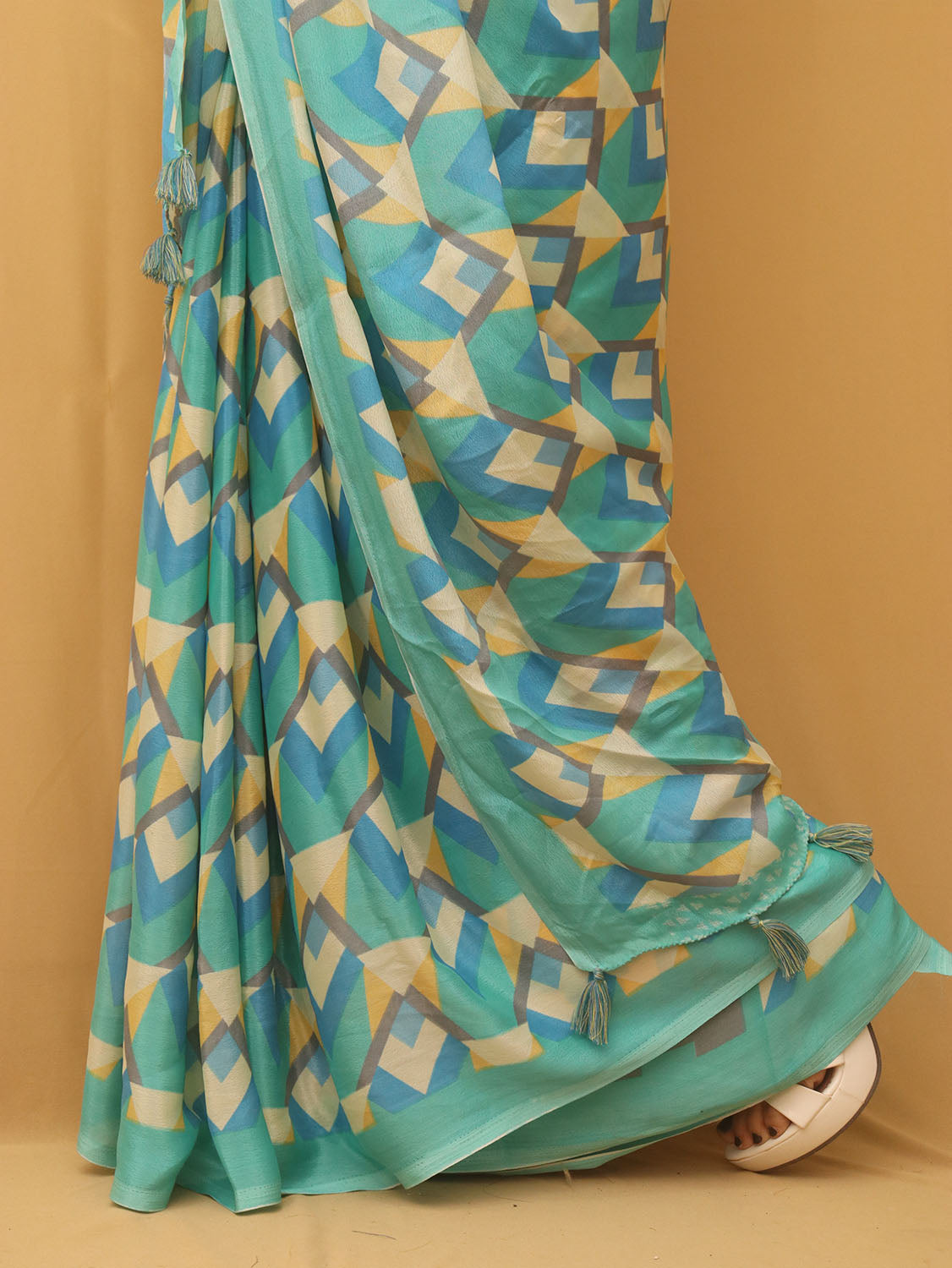 Green Digital Printed Silk Saree - Luxurion World
