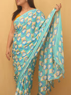 Green Digital Printed Silk Saree - Luxurion World