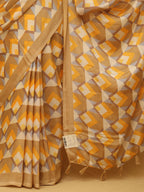 Yellow Digital Printed Silk Saree - Luxurion World