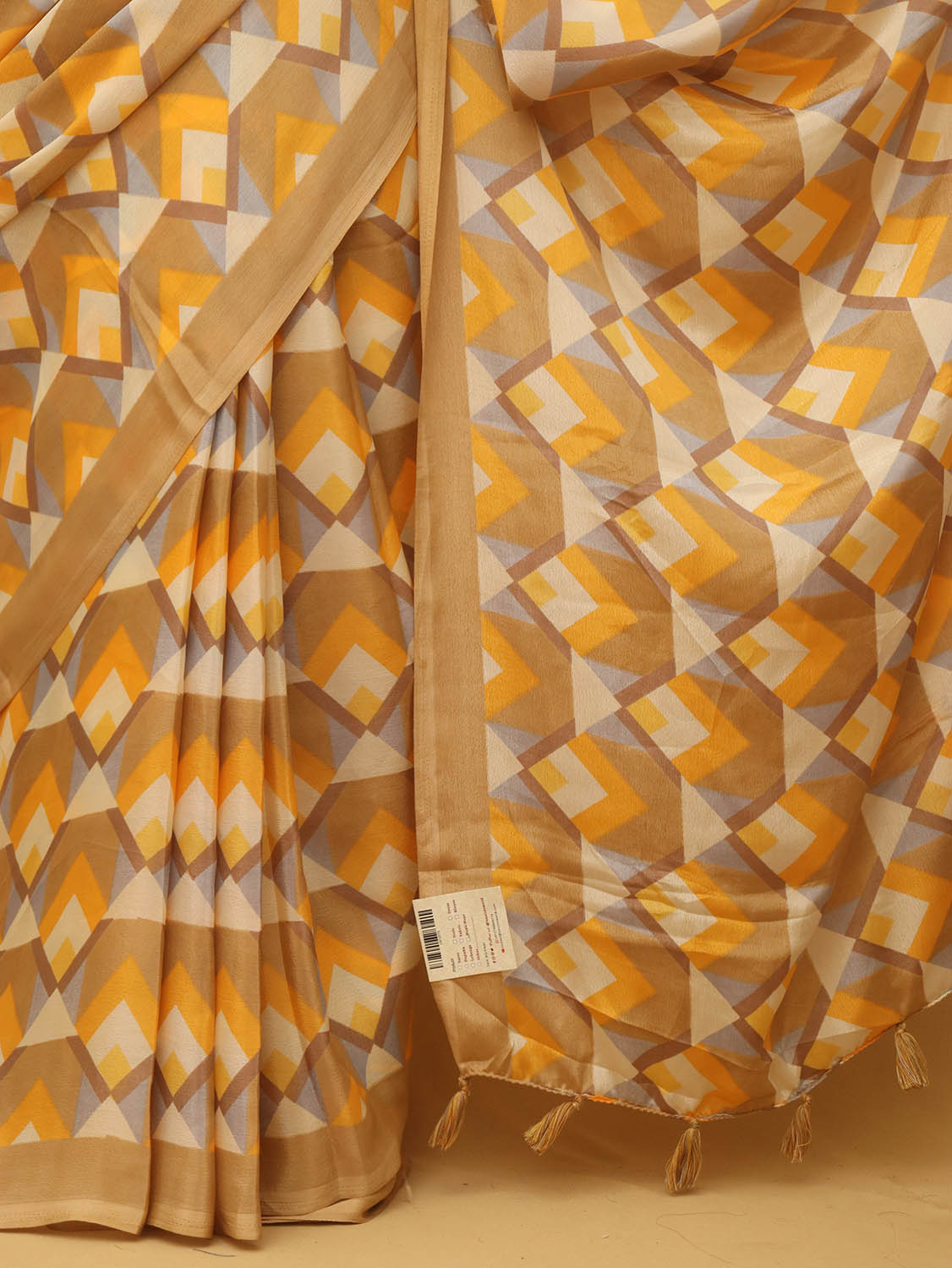 Yellow Digital Printed Silk Saree - Luxurion World