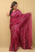 Purple Digital Printed Bandhani Design Silk Saree - Luxurion World