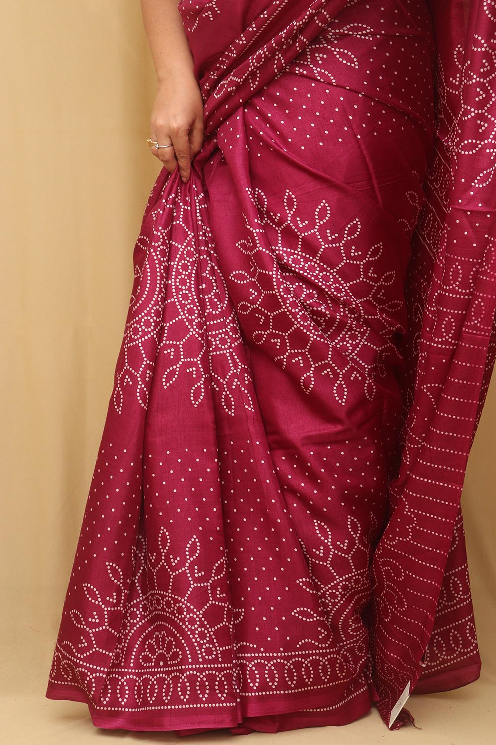 Purple Digital Printed Bandhani Design Silk Saree - Luxurion World