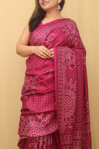 Purple Digital Printed Bandhani Design Silk Saree - Luxurion World