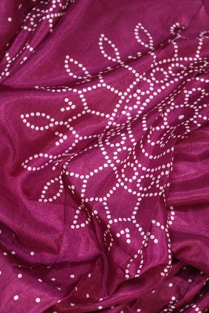 Purple Digital Printed Bandhani Design Silk Saree - Luxurion World