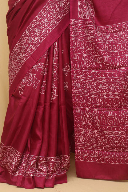 Purple Digital Printed Bandhani Design Silk Saree - Luxurion World