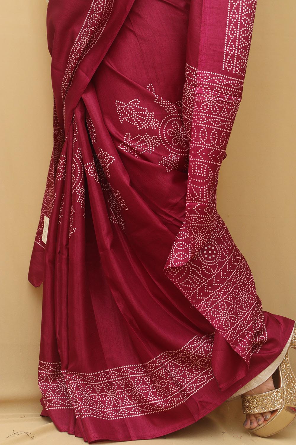 Purple Digital Printed Bandhani Design Silk Saree - Luxurion World