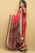 Red Digital Printed Silk Sambalpuri Print Saree - Luxurion World