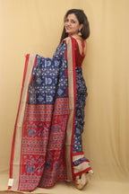 Blue Digital Printed Silk Sambalpuri Print Saree - Luxurion World
