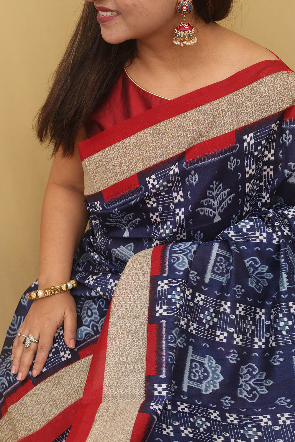 Blue Digital Printed Silk Sambalpuri Print Saree - Luxurion World
