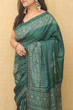 Green Digital Printed Bandhani Design Silk Saree - Luxurion World