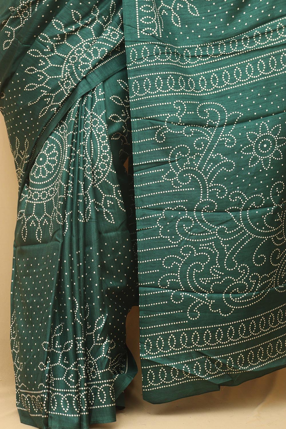 Green Digital Printed Bandhani Design Silk Saree - Luxurion World