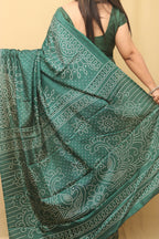 Green Digital Printed Bandhani Design Silk Saree - Luxurion World
