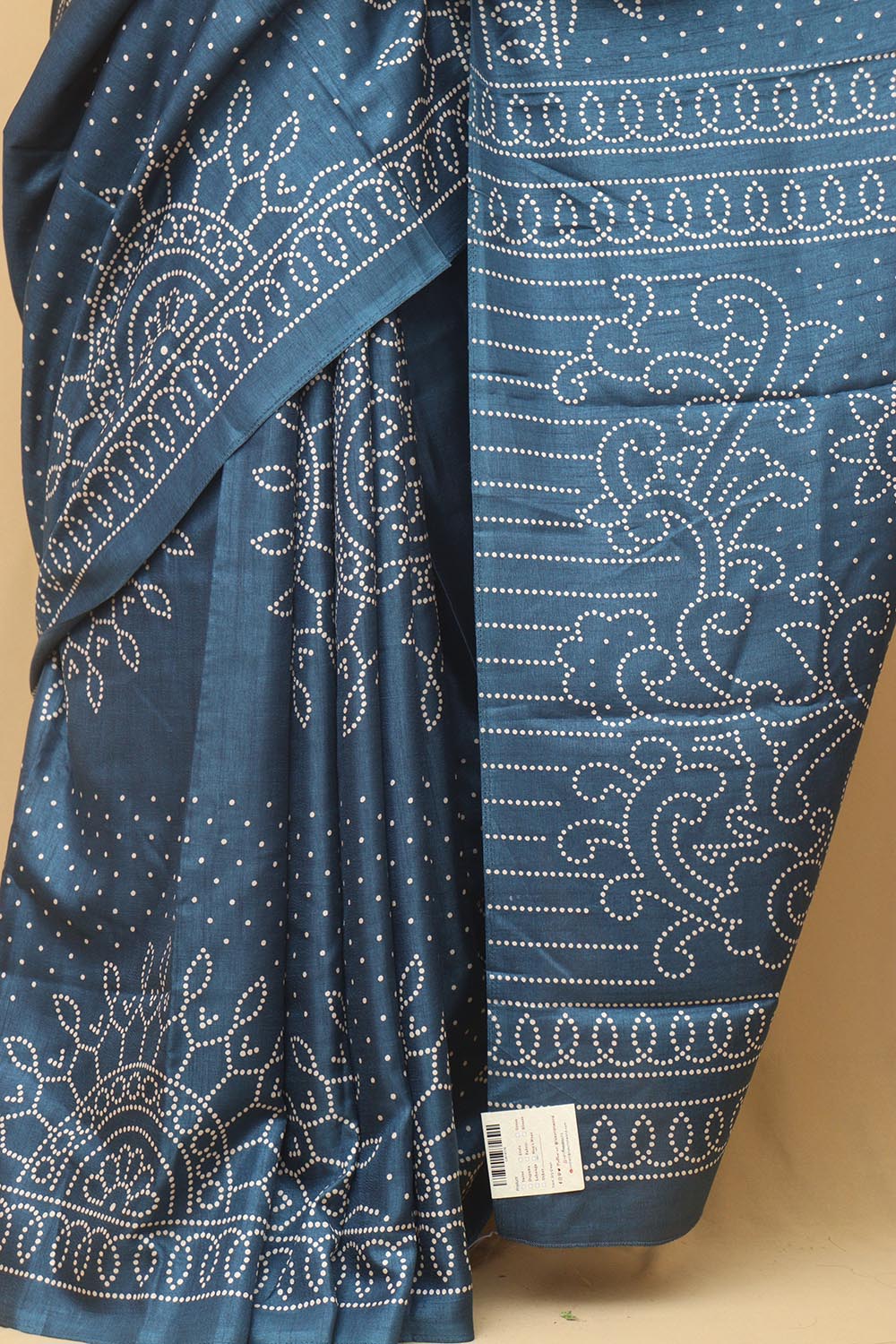 Blue Digital Printed Bandhani Design Silk Saree - Luxurion World