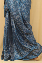 Blue Digital Printed Bandhani Design Silk Saree - Luxurion World
