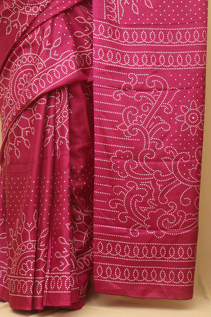 Purple Digital Printed Bandhani Design Silk Saree - Luxurion World