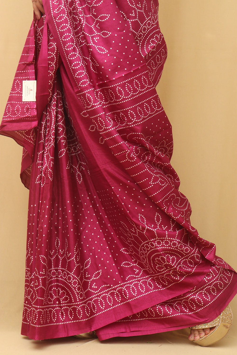 Purple Digital Printed Bandhani Design Silk Saree - Luxurion World