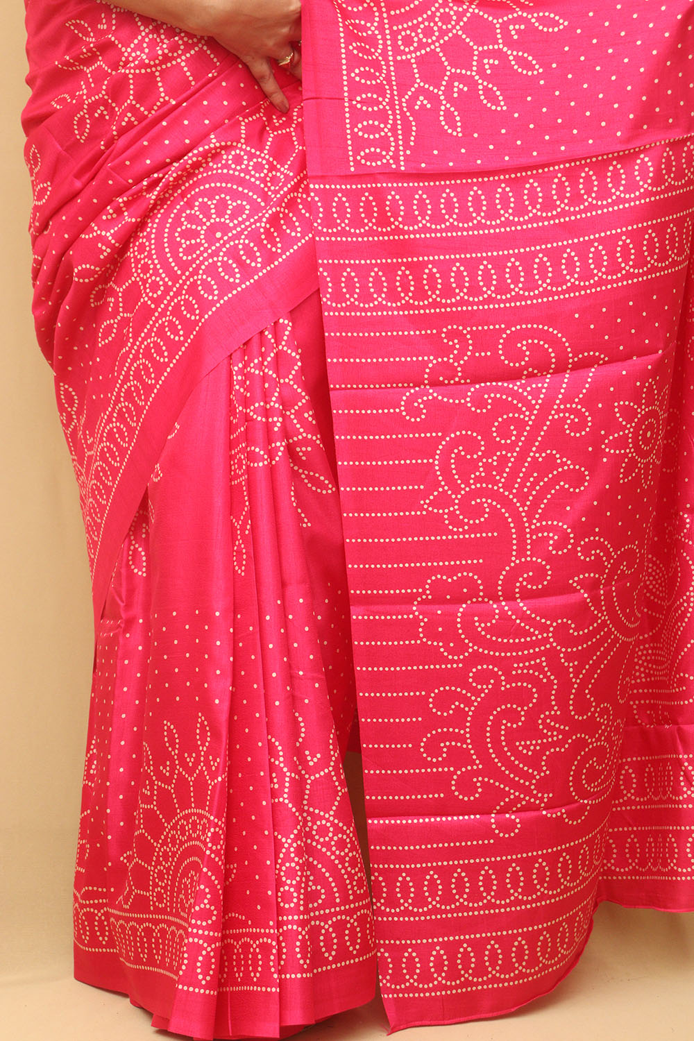 Pink Digital Printed Bandhani Design Silk Saree - Luxurion World
