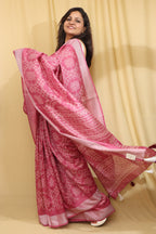 Stunning Purple Bandhani Silk Saree with Digital Print - Luxurion World
