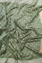 Green Bandhani Silk Saree with Digital Print - Luxurion World