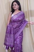 Stunning Purple Bandhani Silk Saree with Digital Print - Luxurion World