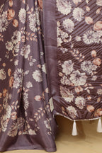 Exquisite Purple Crepe Saree: Floral Elegance - Luxurion World