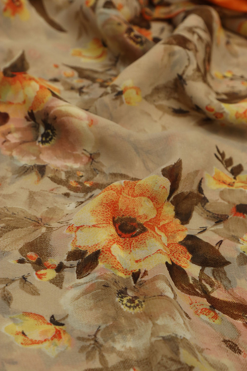 Pastel Digital Printed Georgette Saree With Plain Silk Blouse Piece Fabric - Luxurion World