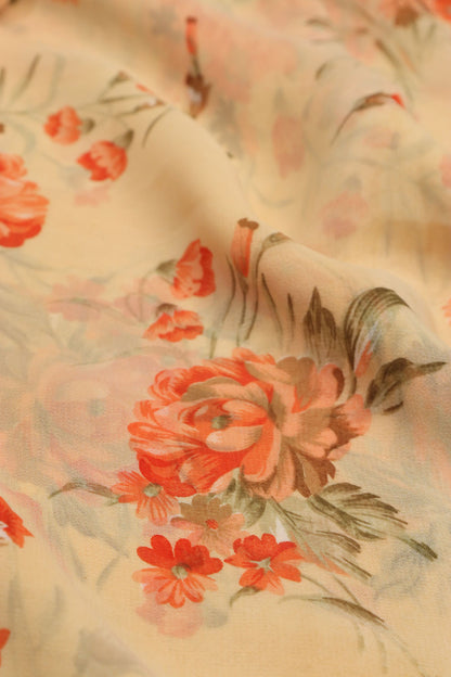 Pastel Digital Printed Georgette Saree With Plain Silk Blouse Piece Fabric - Luxurion World