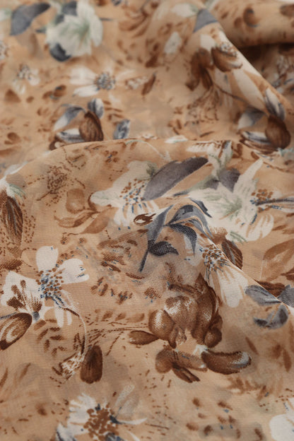 Pastel Digital Printed Georgette Saree With Plain Silk Blouse Piece Fabric - Luxurion World