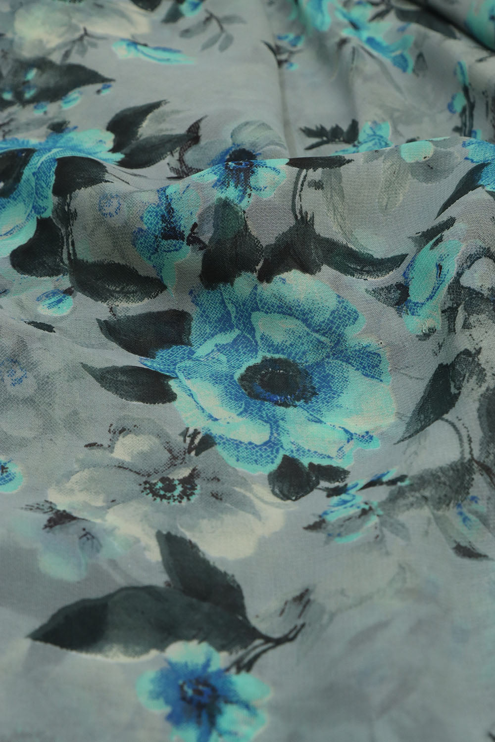 Chic Grey Digital Printed Georgette Saree With Plain Silk Blouse Piece Fabric - Luxurion World