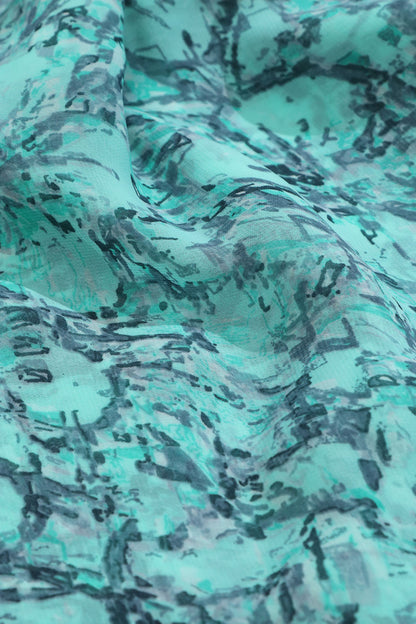 Stunning Blue Digital Printed Georgette Saree With Plain Silk Blouse Piece Fabric - Luxurion World